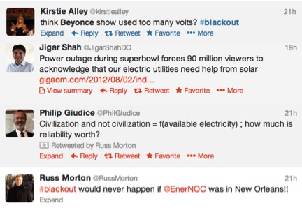 The Superdome electric energy blackout drove social media activity